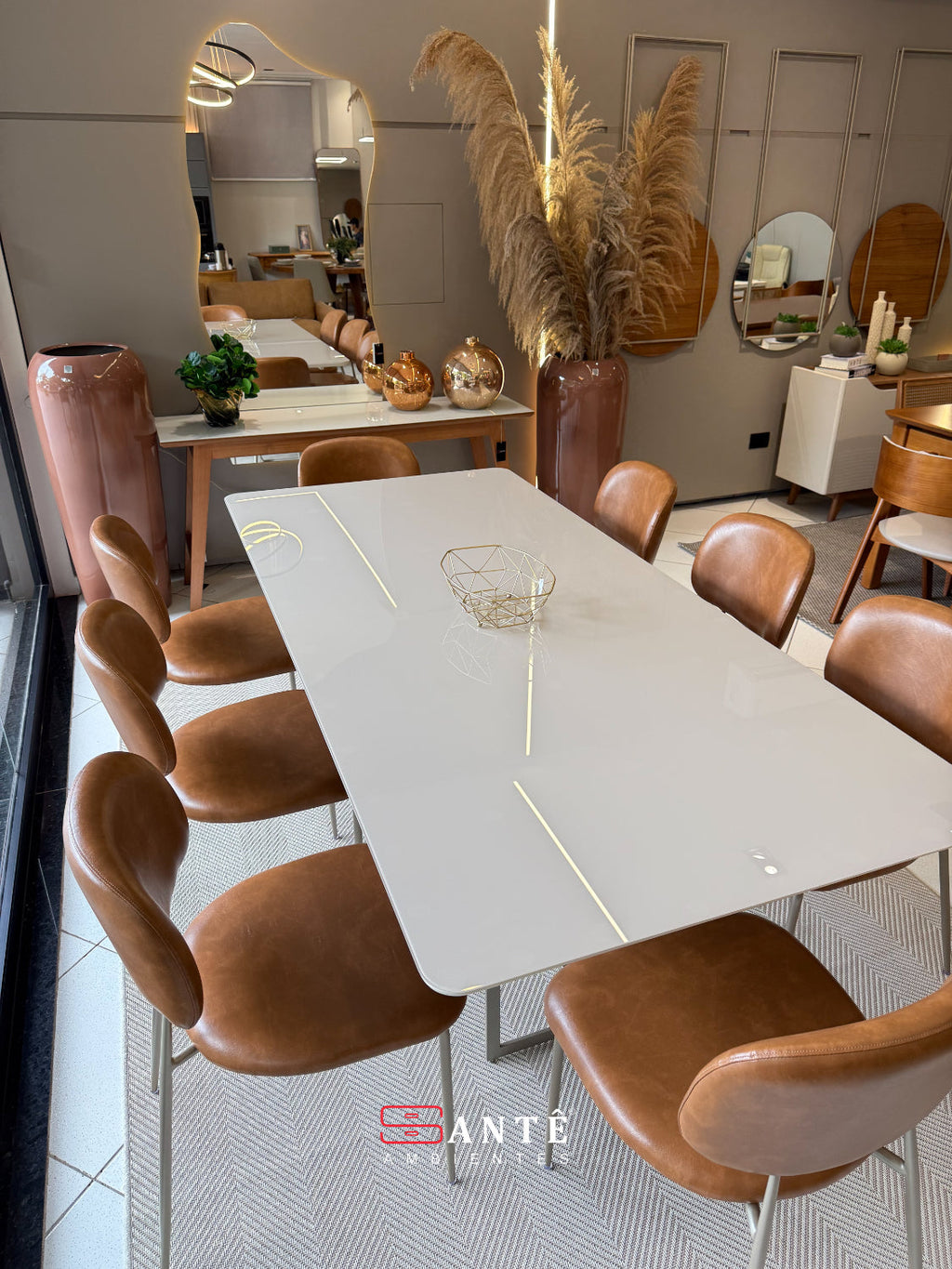 Mesa Am Milao 200X100 Mdf Aço Mobilia Santê Ambientes